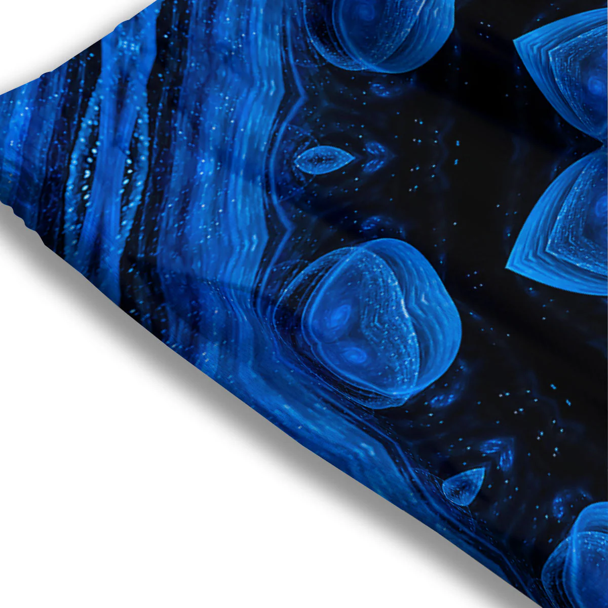 Blue Dark Kaleidoscope Print Mesh Shorts - Image 3