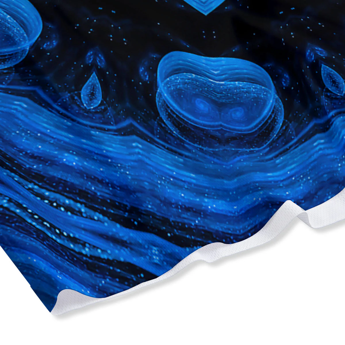 Blue Dark Kaleidoscope Print Mesh Shorts - Image 4