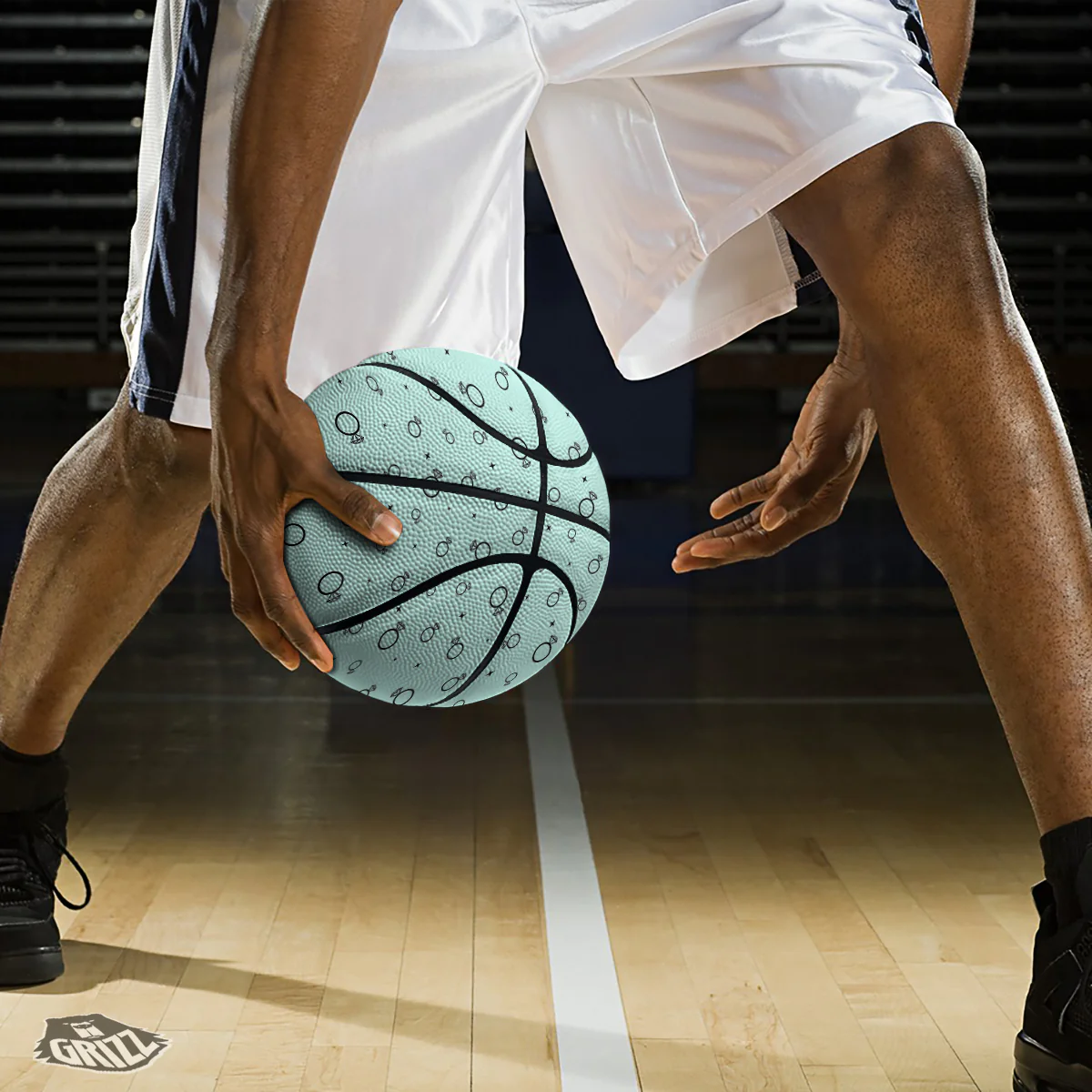 Blue Diamond Ring Print Pattern Basketball - Image 3