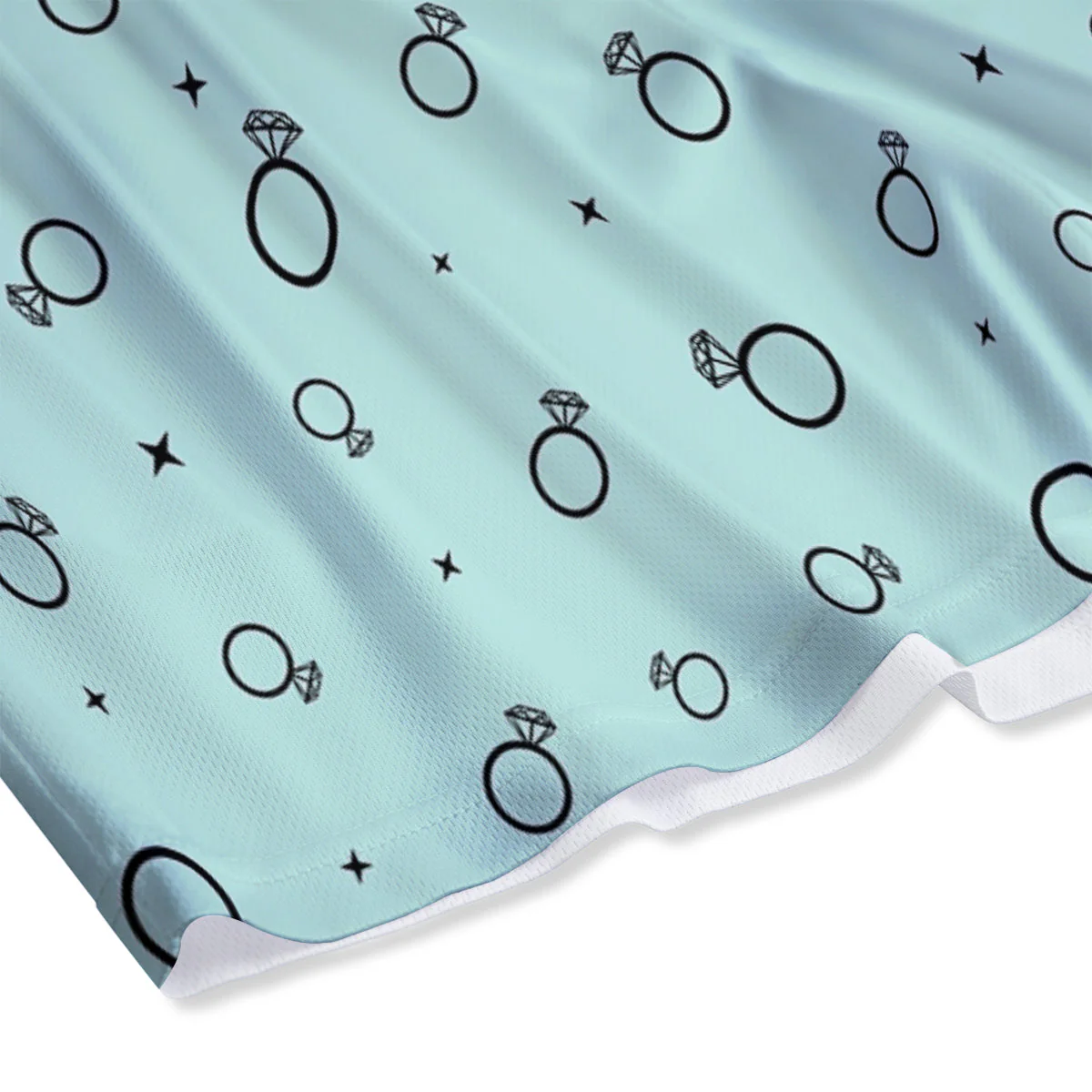 Blue Diamond Ring Print Pattern Mesh Shorts - Image 4