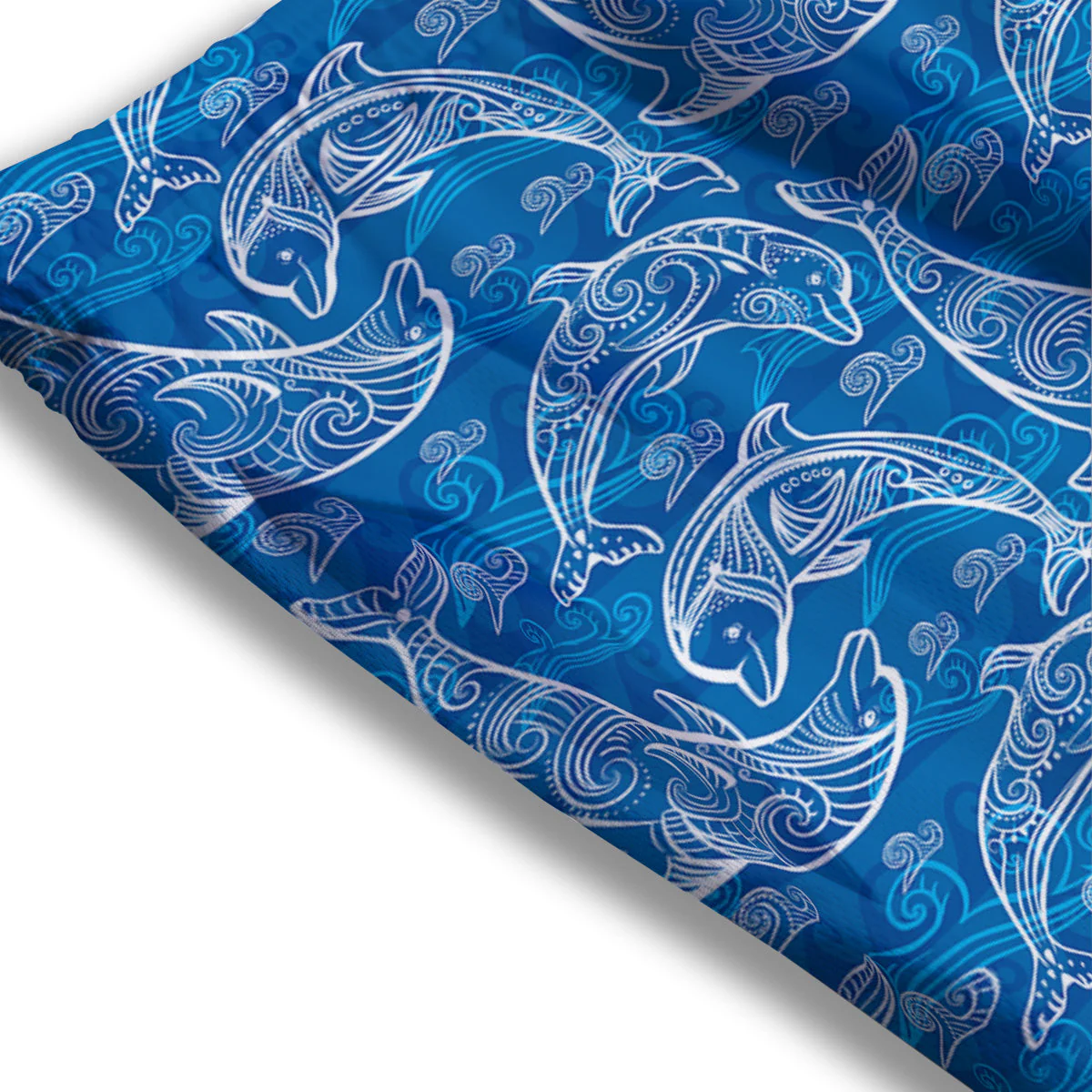 Blue Dolphins Ethnic Print Pattern Mesh Shorts - Image 3