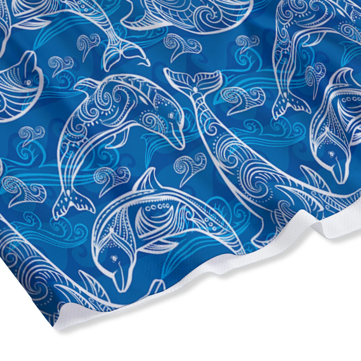 Blue Dolphins Ethnic Print Pattern Mesh Shorts - Image 4