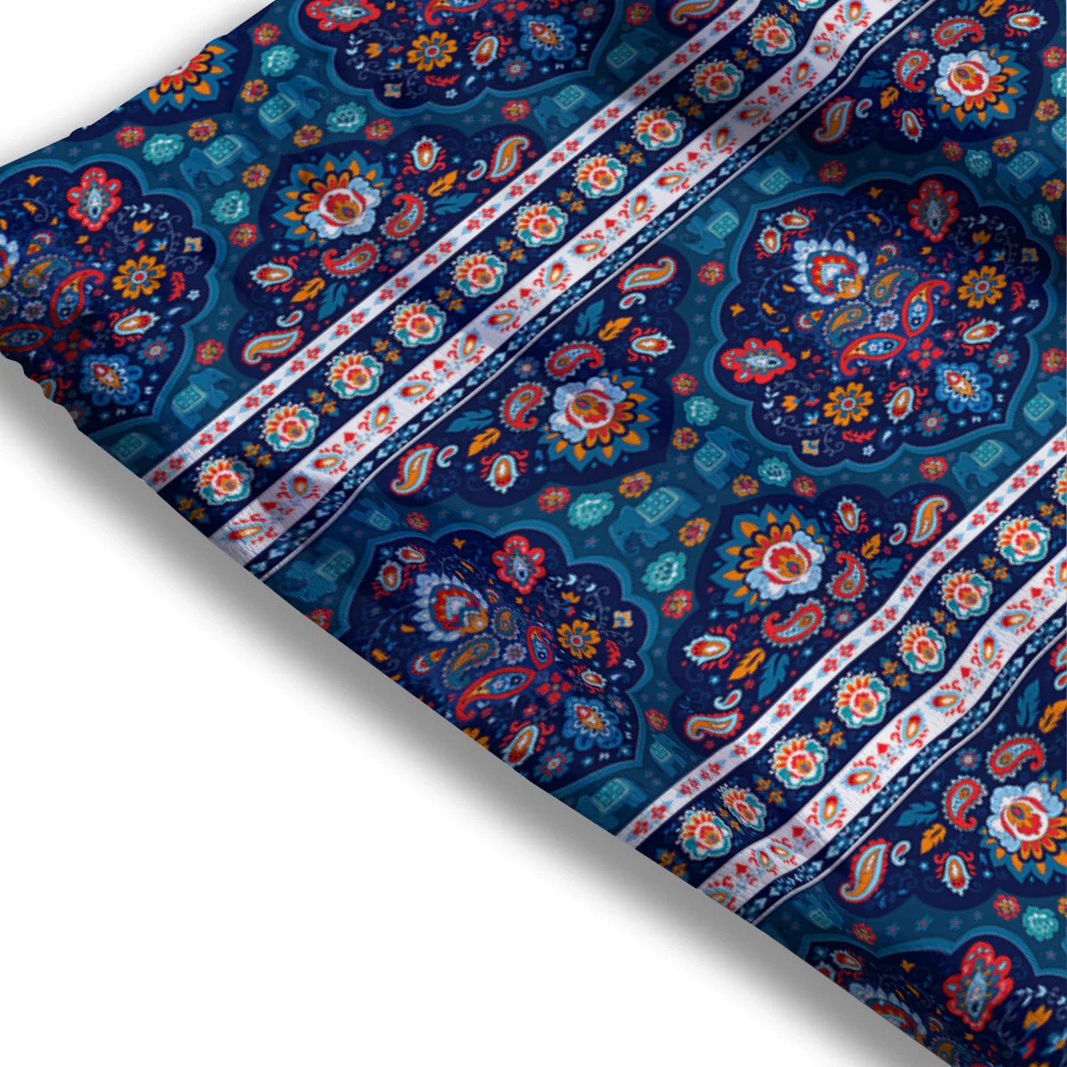Blue Ethnic Mandala Print Pattern Mesh Shorts - Image 3