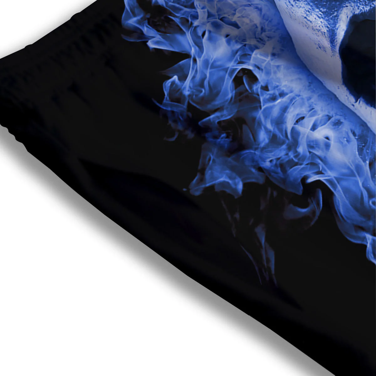 Blue Flaming Skull Print Mesh Shorts - Image 3
