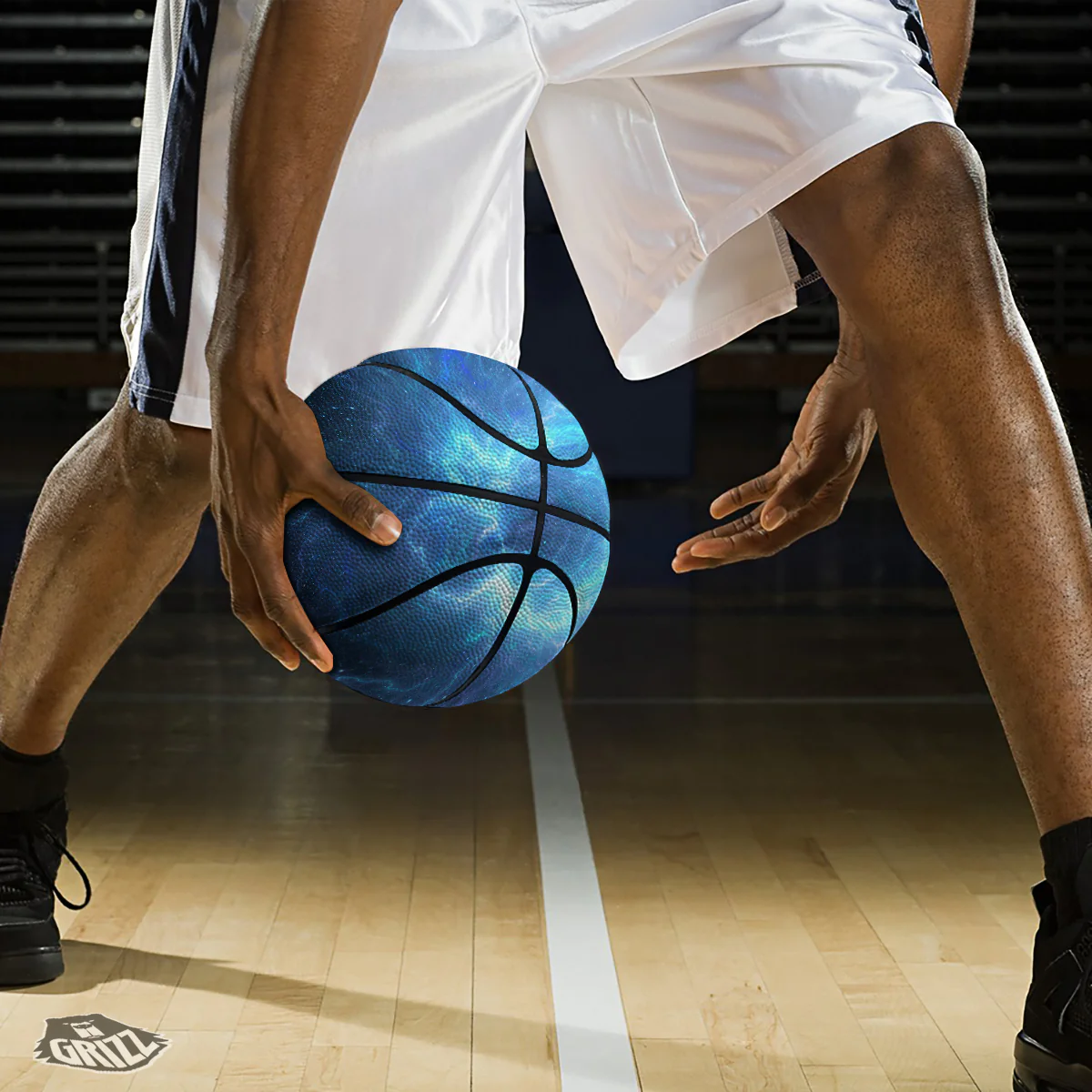 Blue Glowing Giant Lightning In Space Print Basketball - Image 3