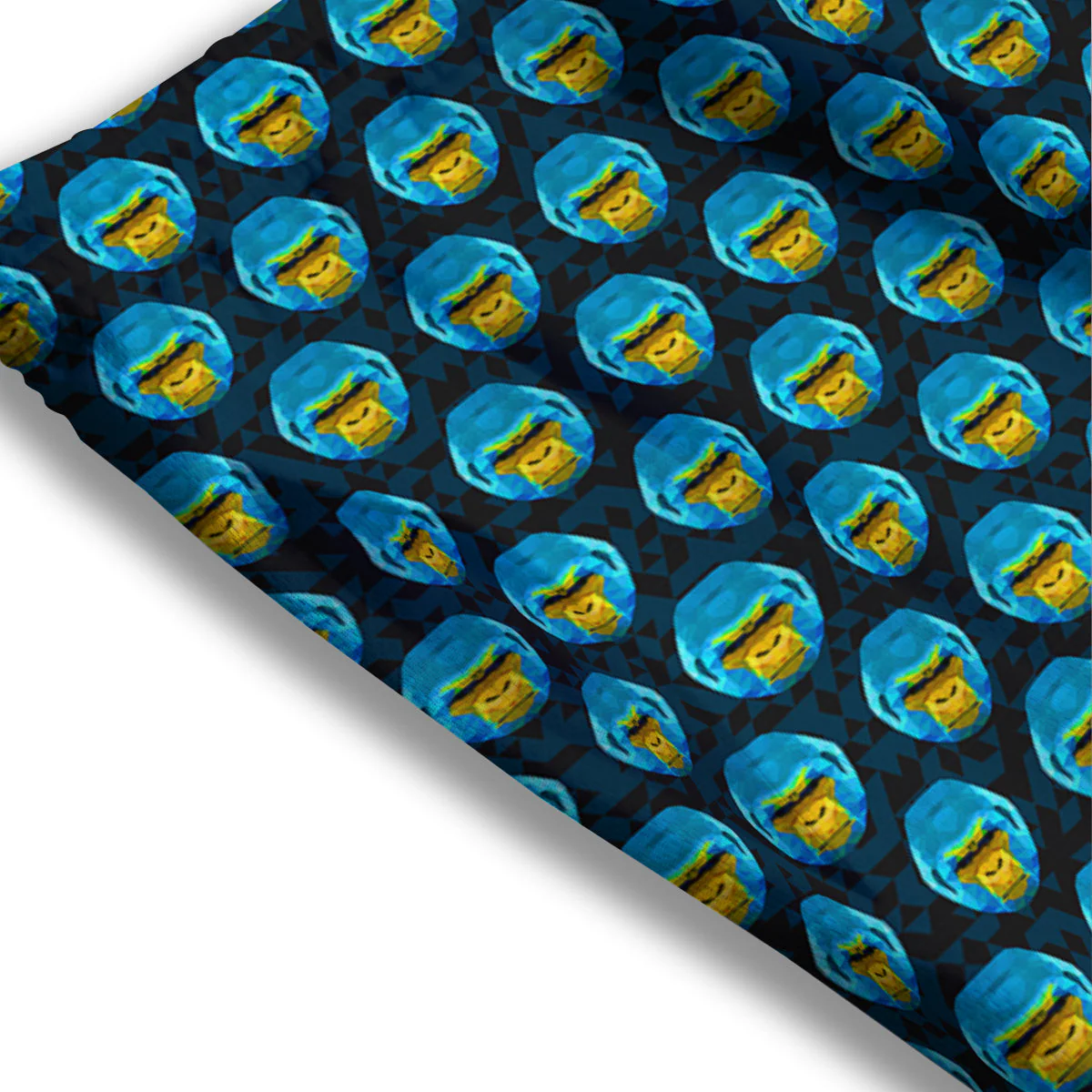 Blue Head Gorilla Geometric Triangle Print Pattern Mesh Shorts - Image 3