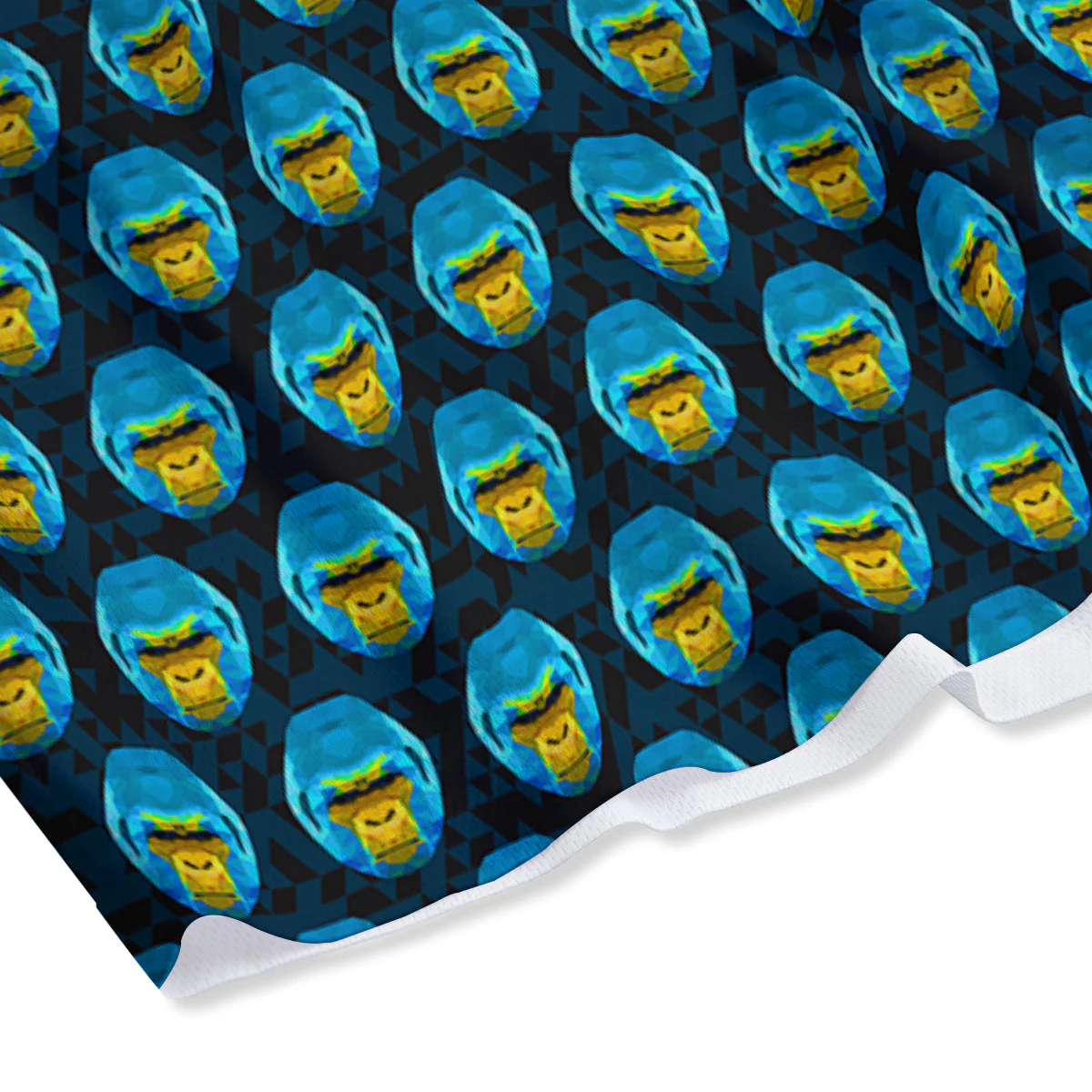 Blue Head Gorilla Geometric Triangle Print Pattern Mesh Shorts - Image 4