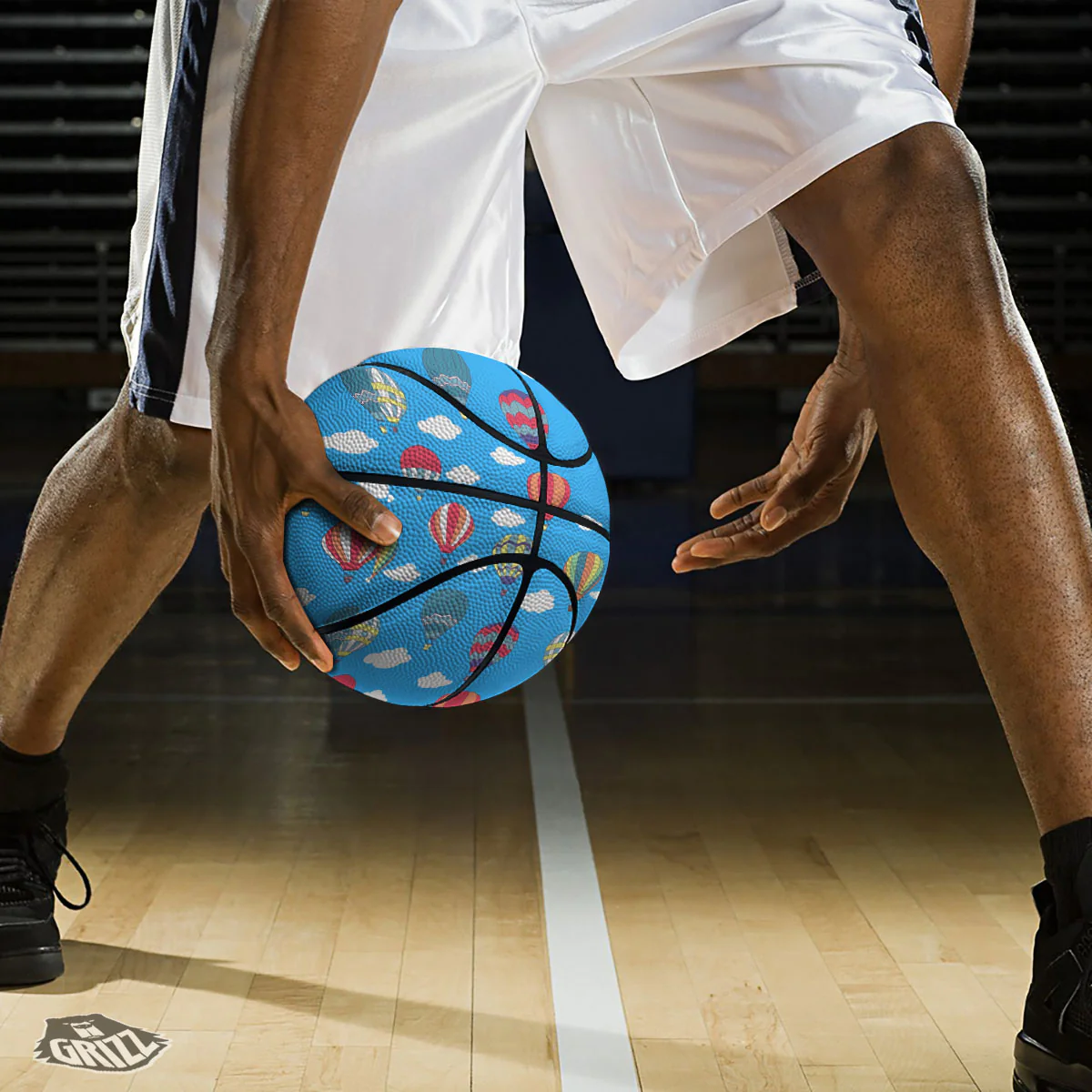 Blue Hot Air Balloon Print Pattern Basketball - Image 3