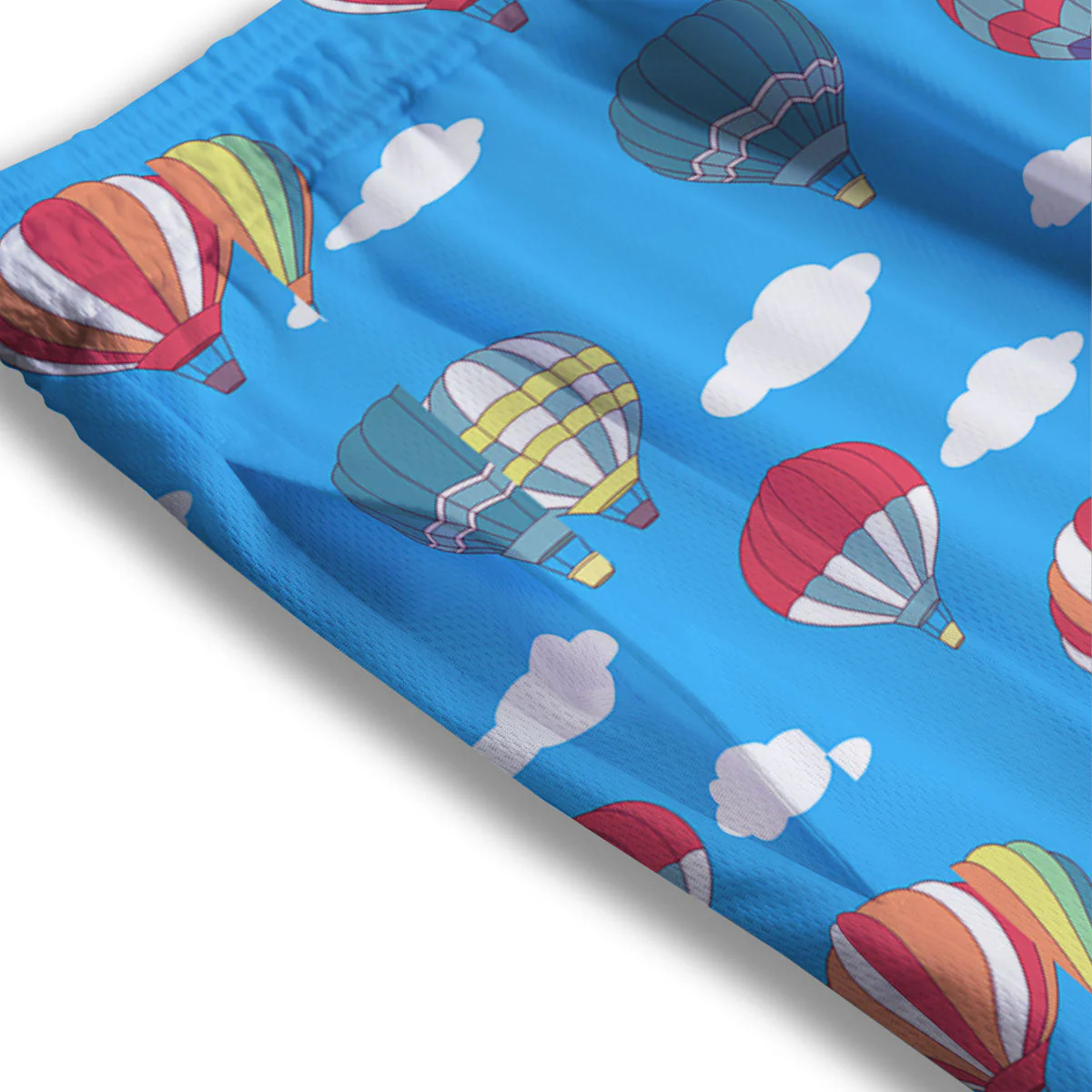 Blue Hot Air Balloon Print Pattern Mesh Shorts - Image 3
