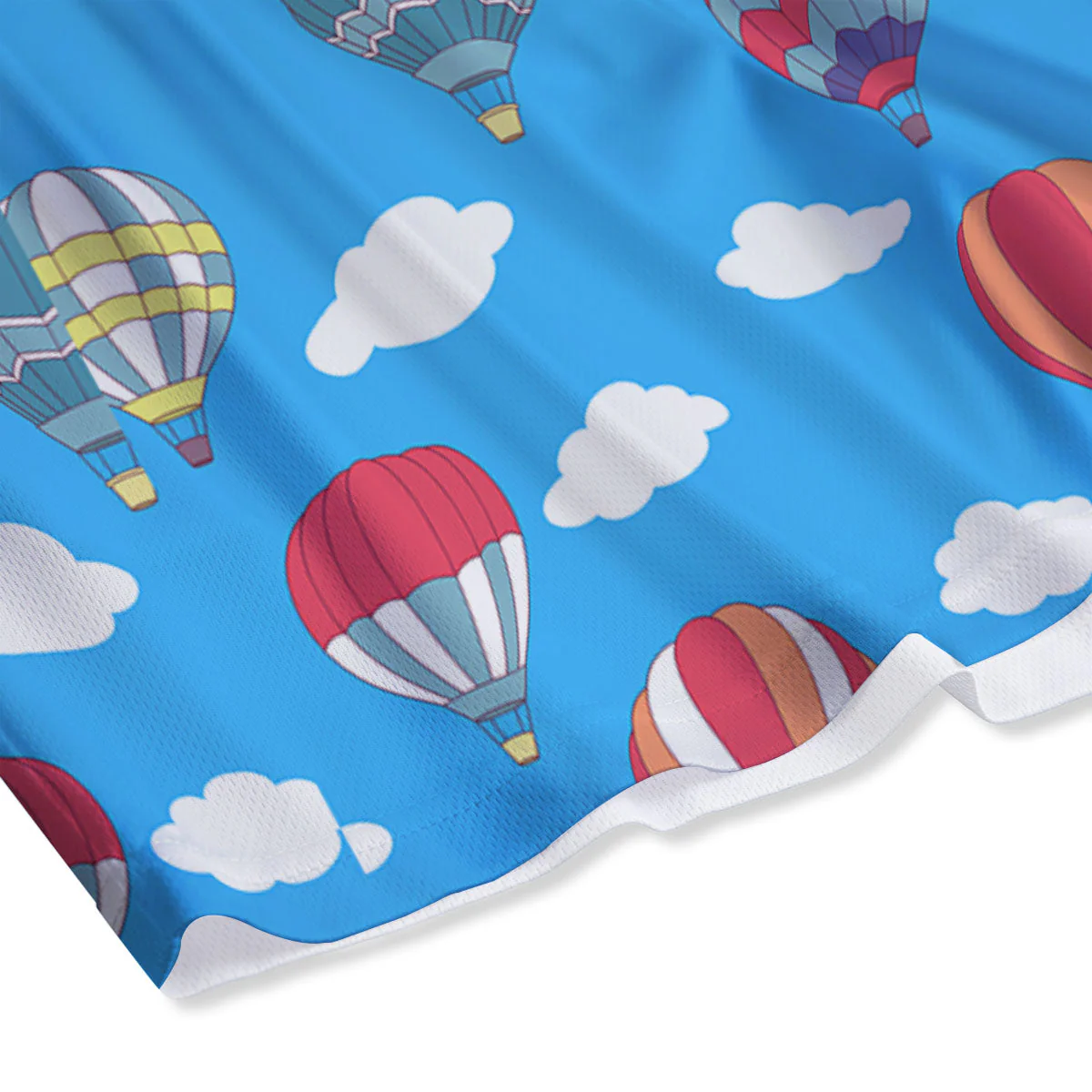 Blue Hot Air Balloon Print Pattern Mesh Shorts - Image 4
