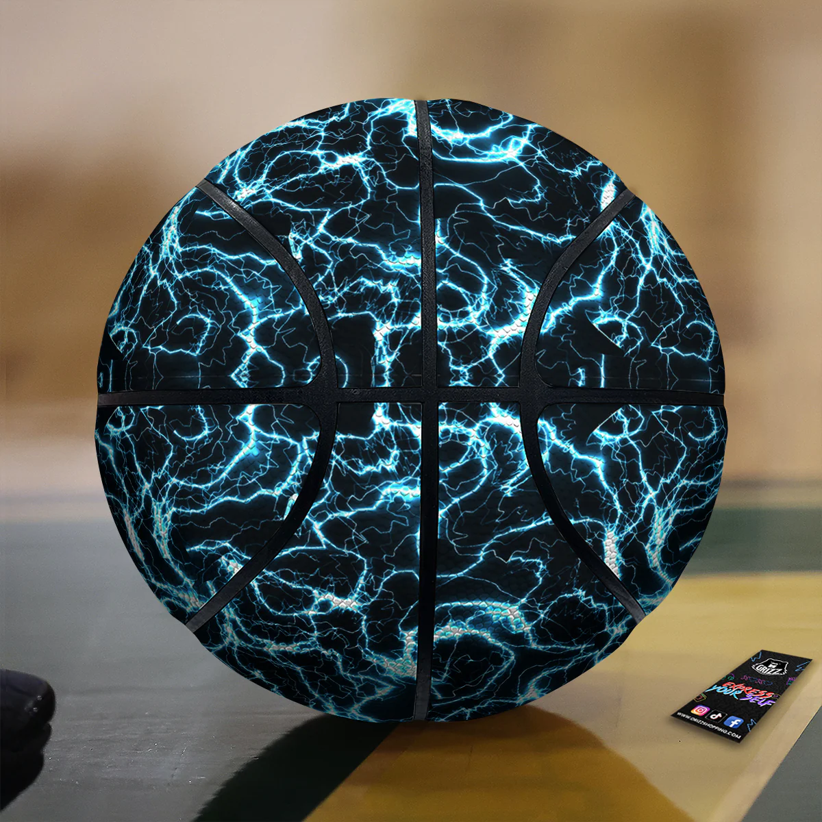 Blue Lightning Explosion Print Pattern Basketball