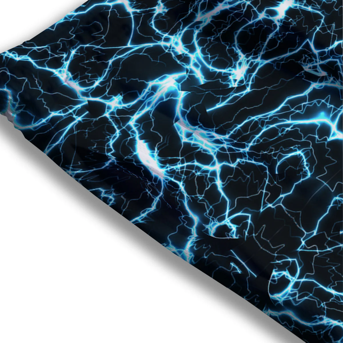 Blue Lightning Explosion Print Pattern Mesh Shorts - Image 3