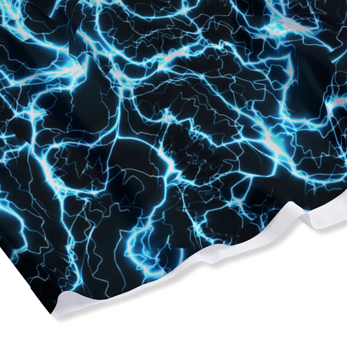 Blue Lightning Explosion Print Pattern Mesh Shorts - Image 4