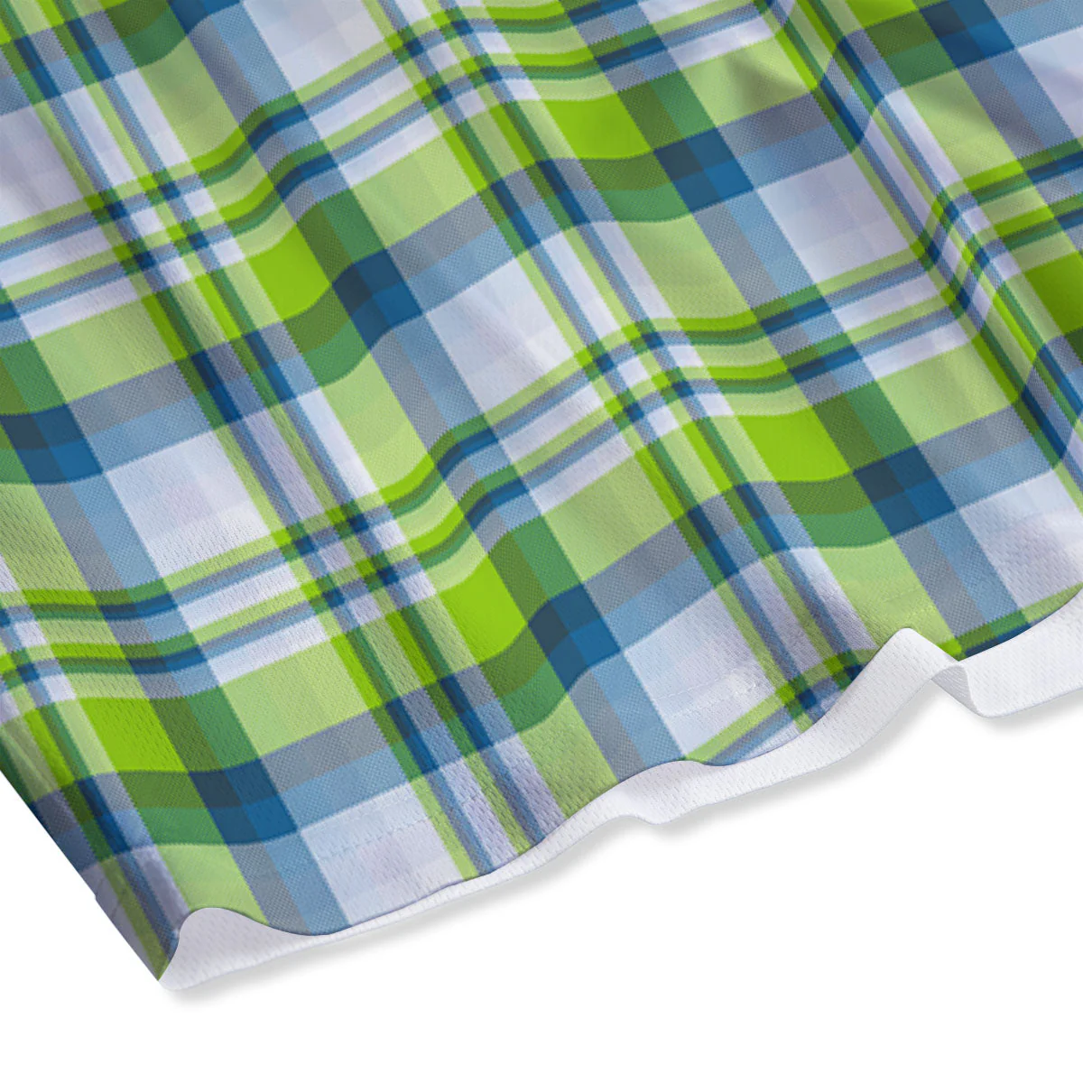 Blue Madras Plaid And Lime Print Pattern Mesh Shorts - Image 4