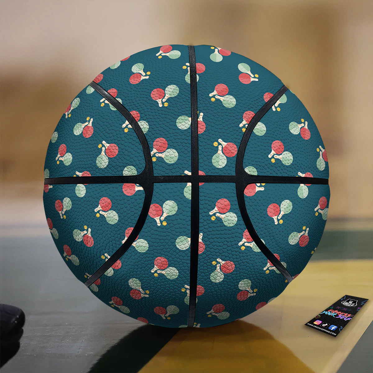 Blue Red Pingpong Print Pattern Basketball