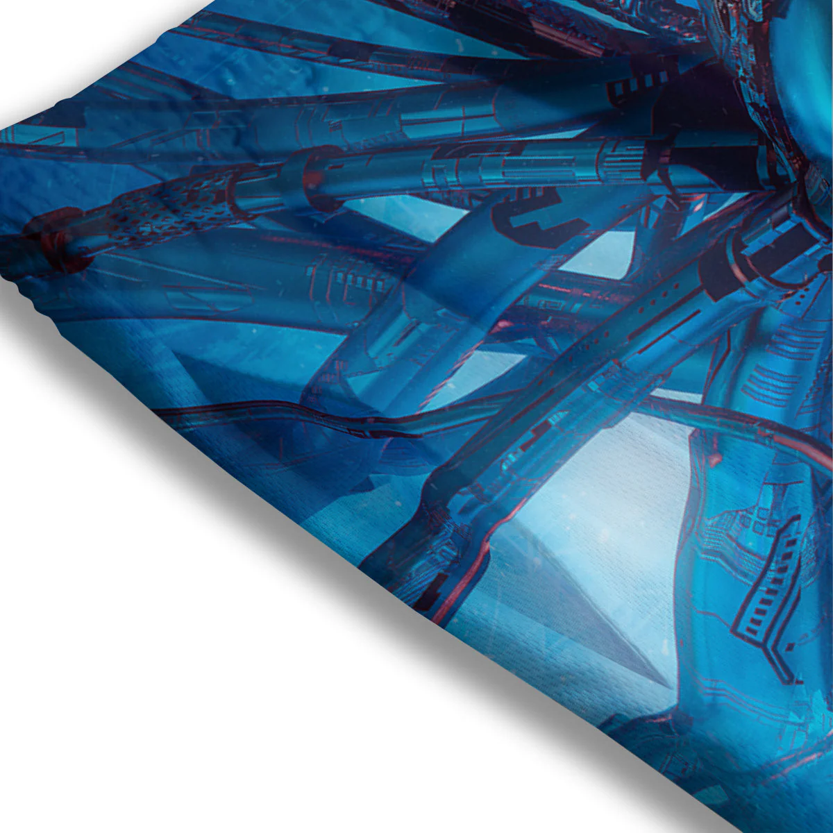 Blue Robot Cyberpunk Print Mesh Shorts - Image 3