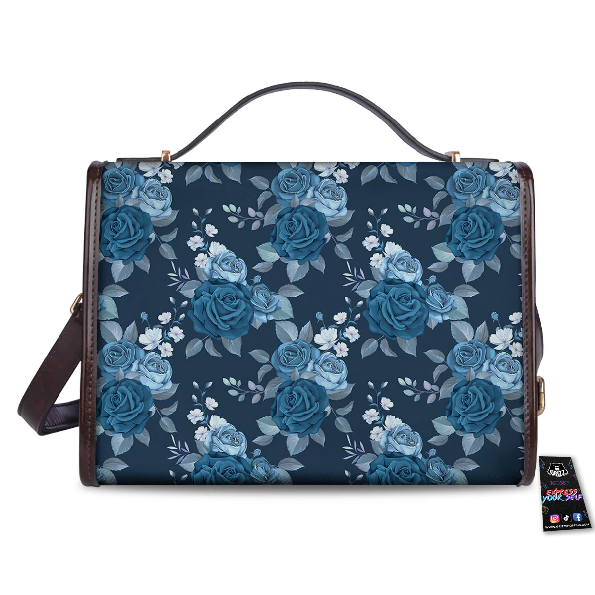 Blue Rose Royal Print Pattern Women's Satchel Bag - Image 2