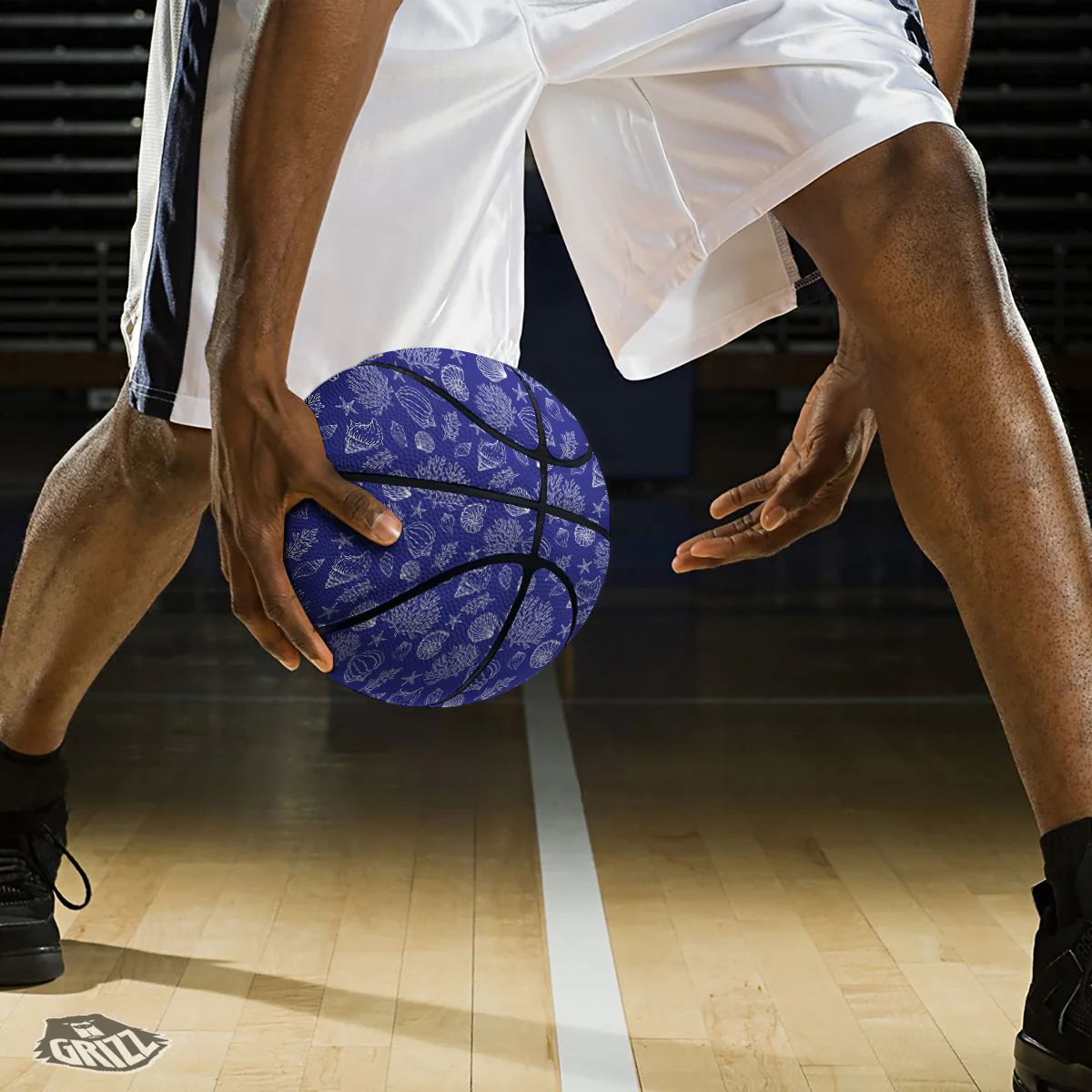 Blue Sea Corals Print Pattern Basketball - Image 3
