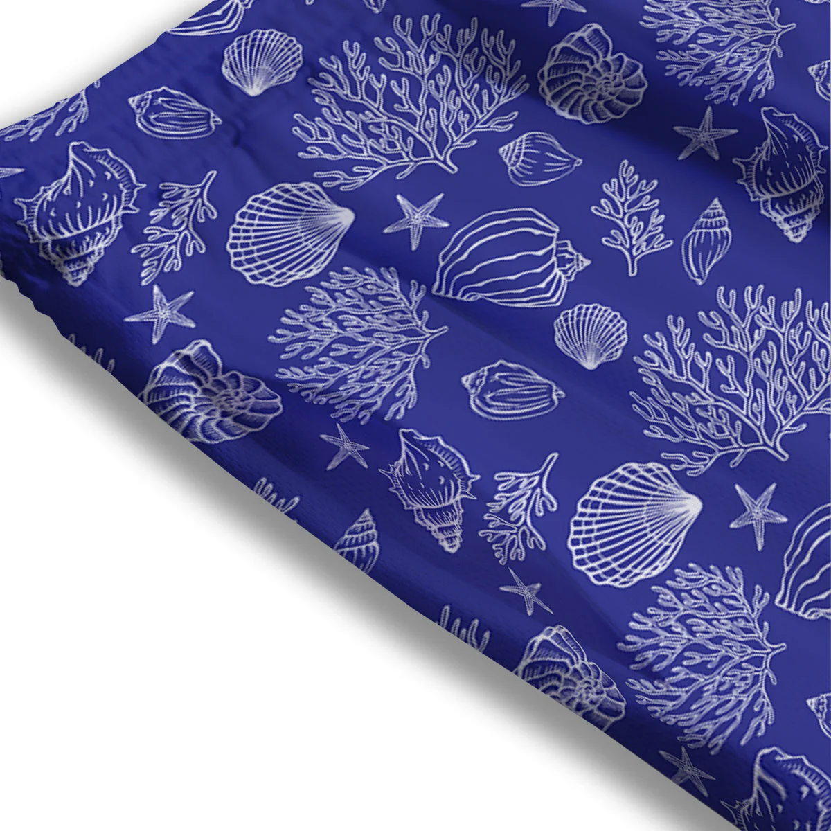 Blue Sea Corals Print Pattern Mesh Shorts - Image 3
