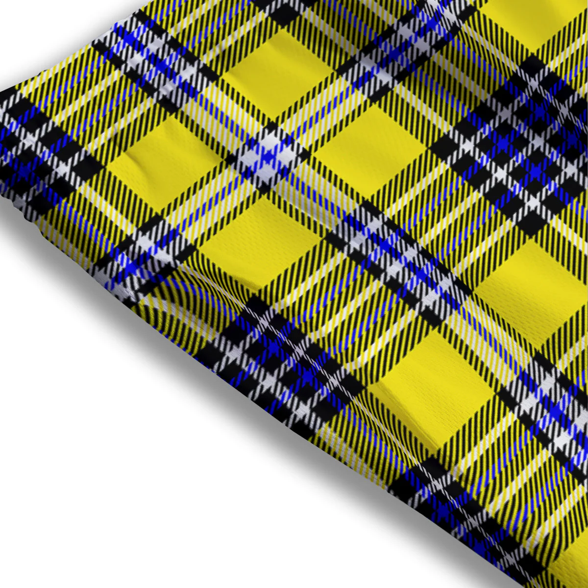 Blue Tartan And Black Yellow Print Pattern Mesh Shorts - Image 3