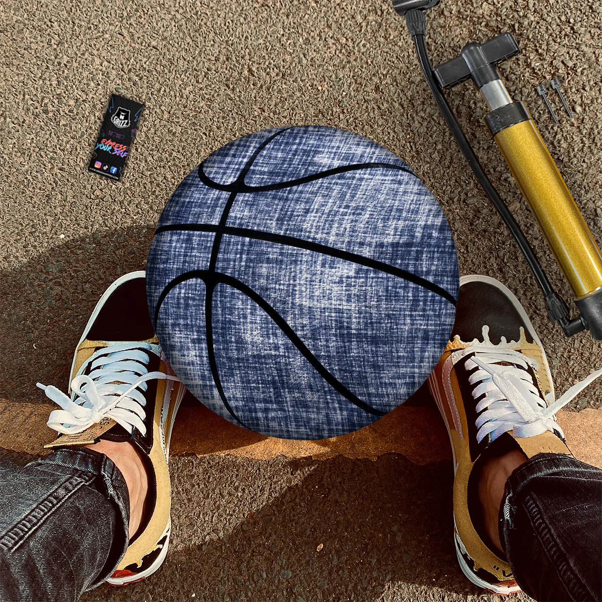 Blue Tie Dye Acid Wash Print Basketball - Image 2