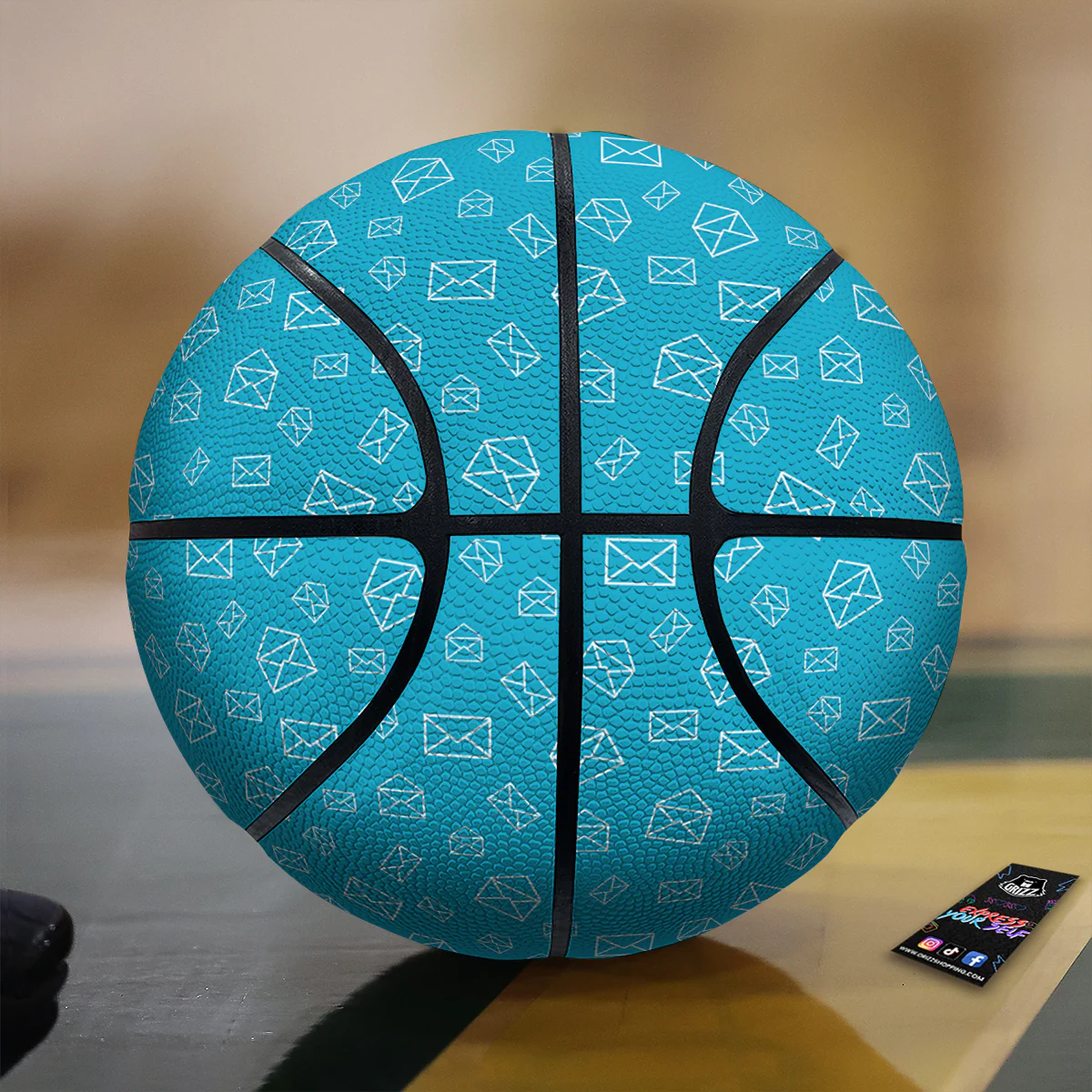 Blue White Mail Print Pattern Basketball