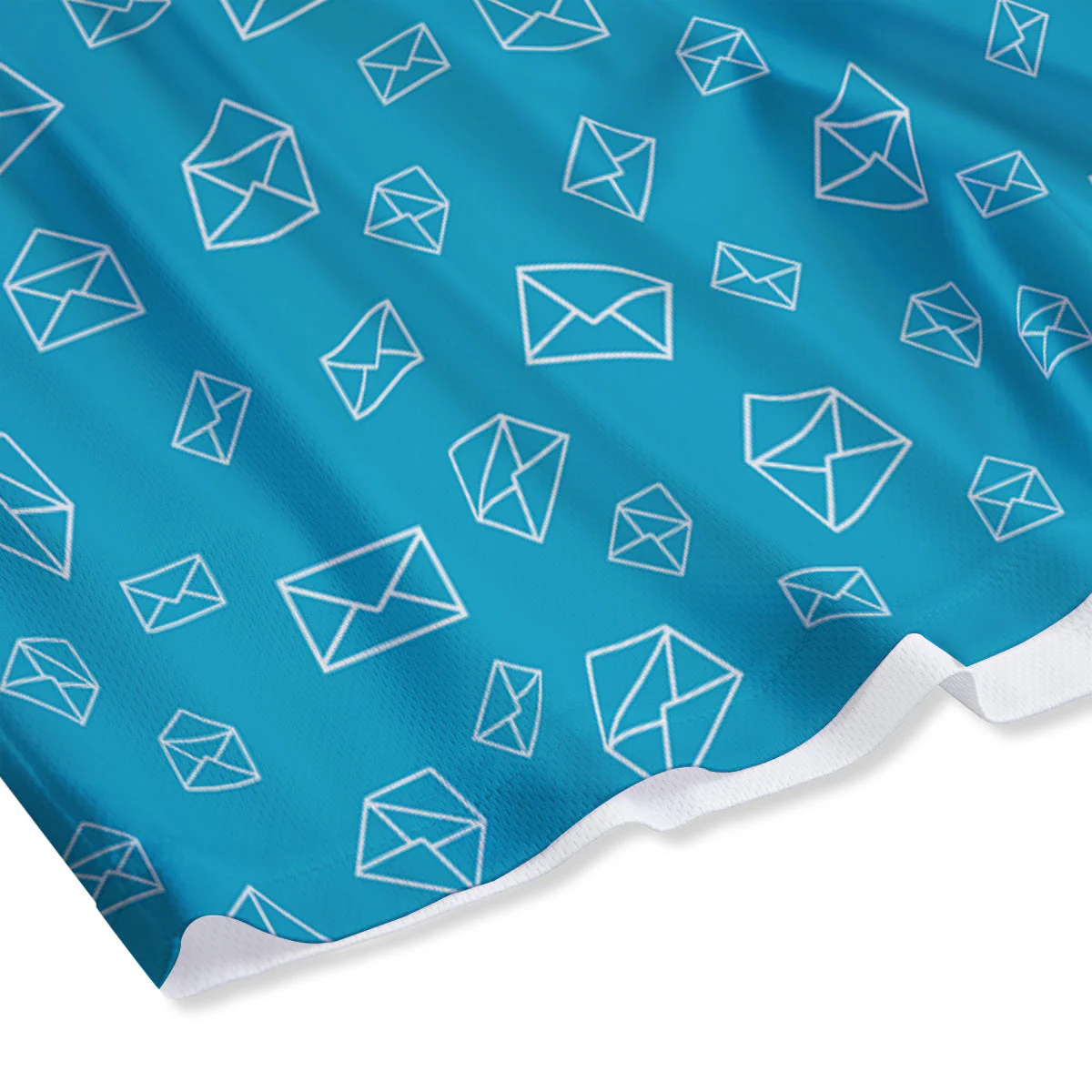 Blue White Mail Print Pattern Mesh Shorts - Image 4