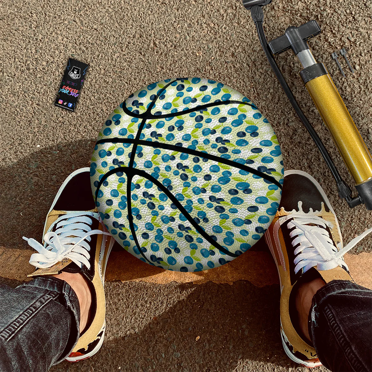 Blueberry And Daisy Print Pattern Basketball - Image 2