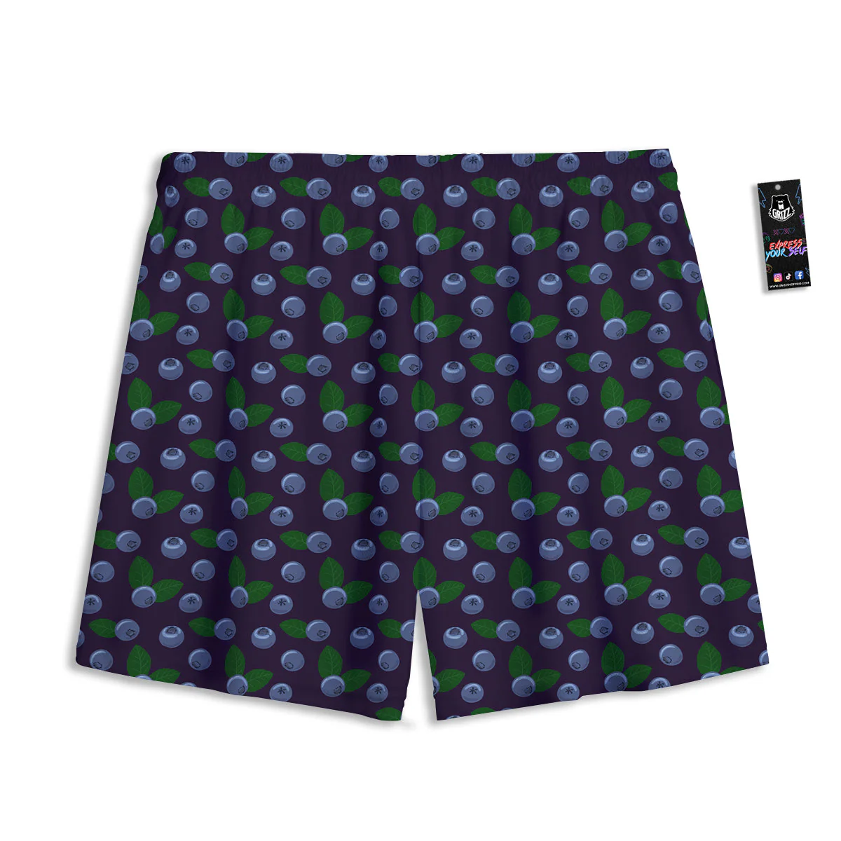 Blueberry And Leaf Print Pattern Mesh Shorts - Image 2