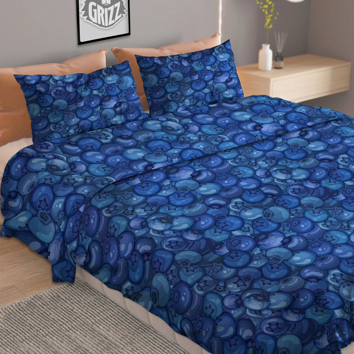 Blueberry Print Pattern Duvet Cover Bedding Set - Image 2