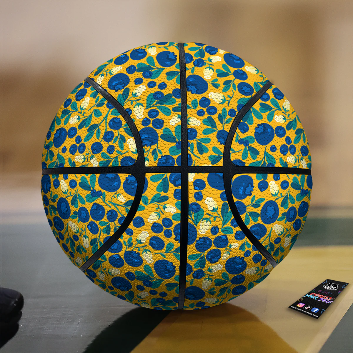 Blueberry Yellow Print Pattern Basketball