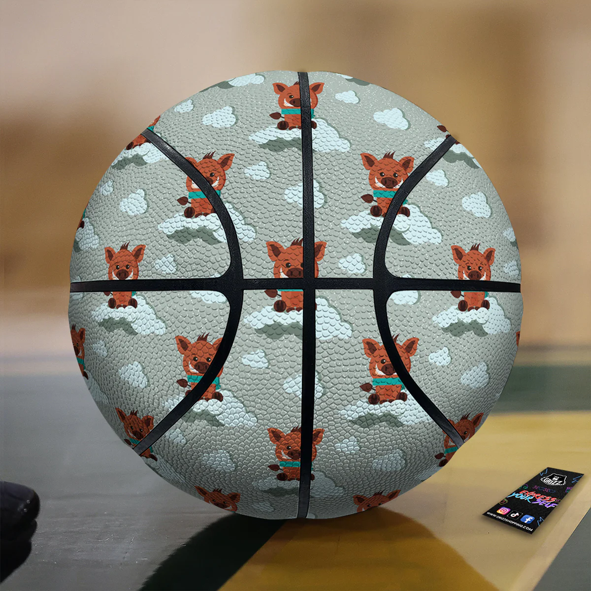 Boar And Cloud Print Pattern Basketball