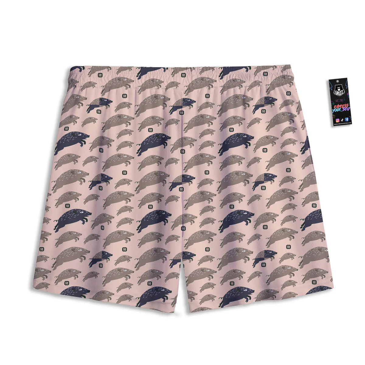 Boar Jumping Print Pattern Mesh Shorts - Image 2