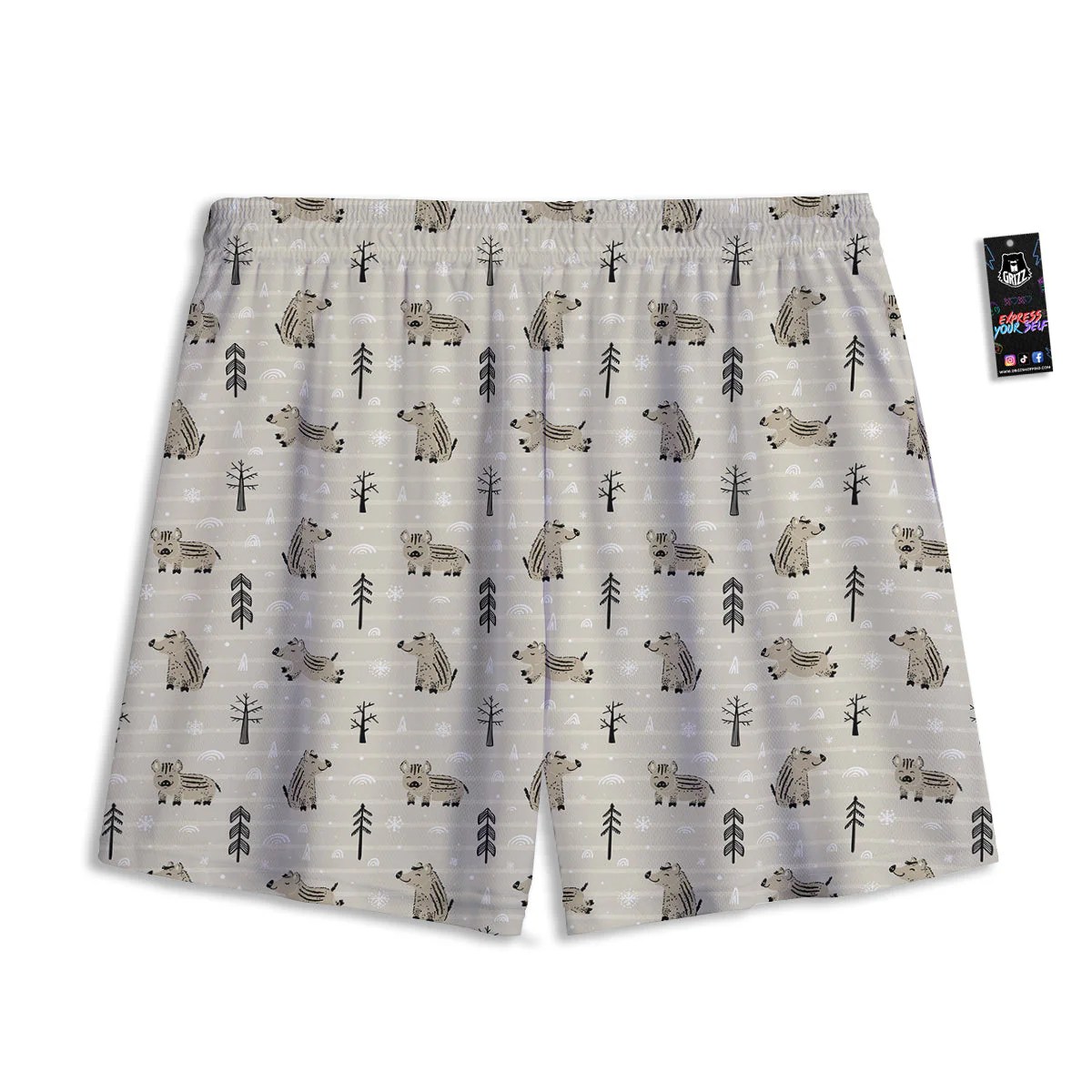 Boar Striped Print Pattern Mesh Shorts - Image 2
