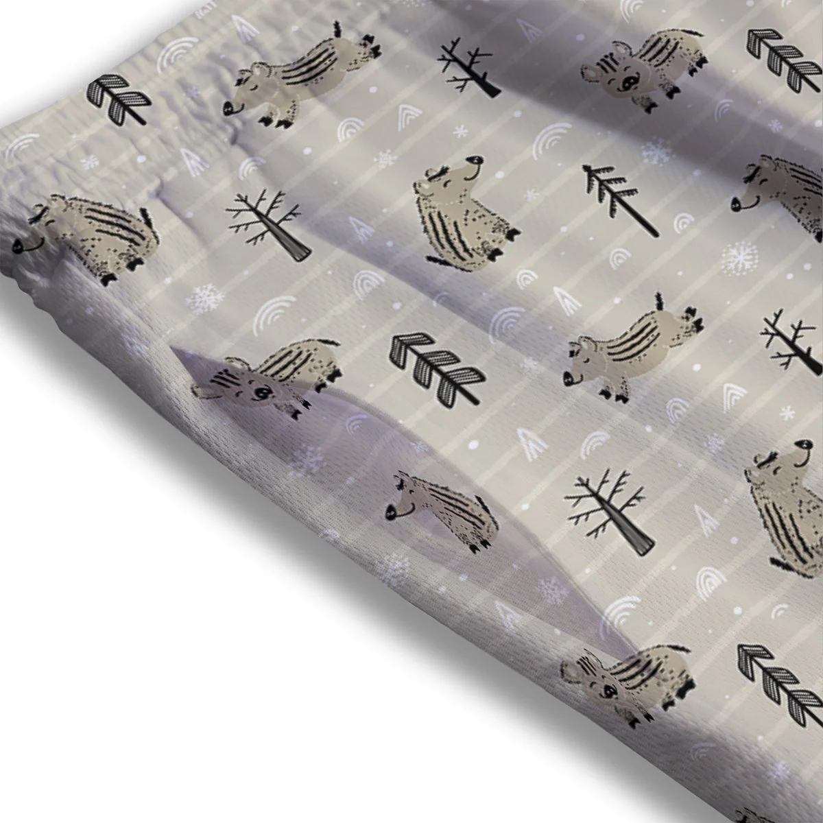 Boar Striped Print Pattern Mesh Shorts - Image 3