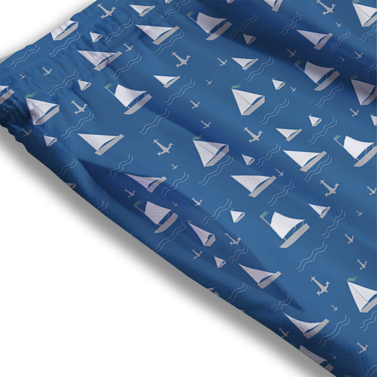 Boat Drawing Print Pattern Mesh Shorts - Image 3