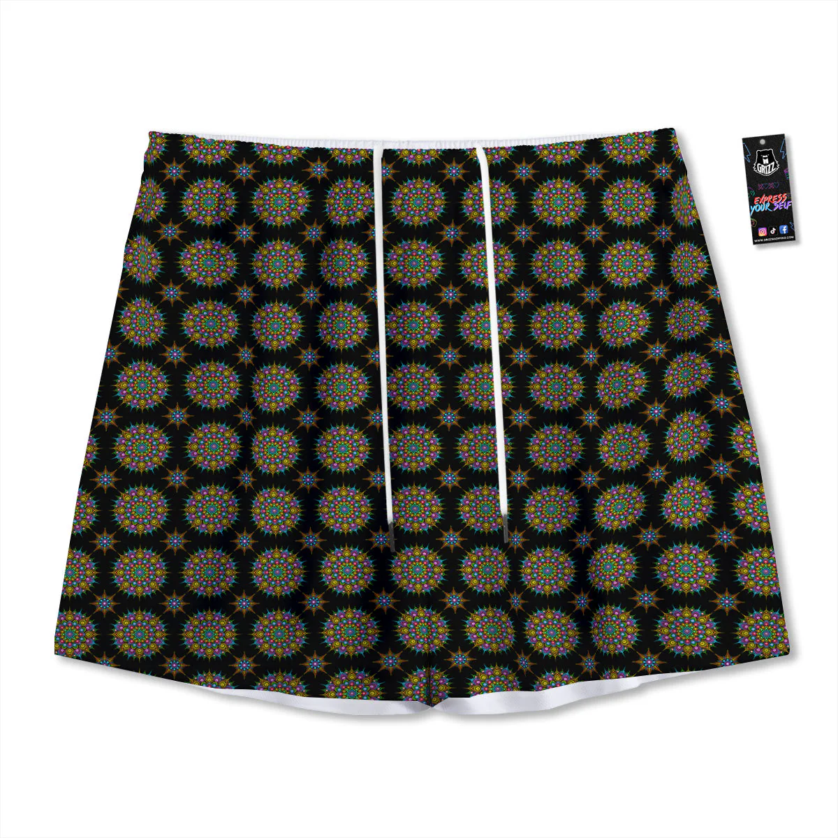 Bohemian Colorful Mandala Print Pattern Mesh Shorts