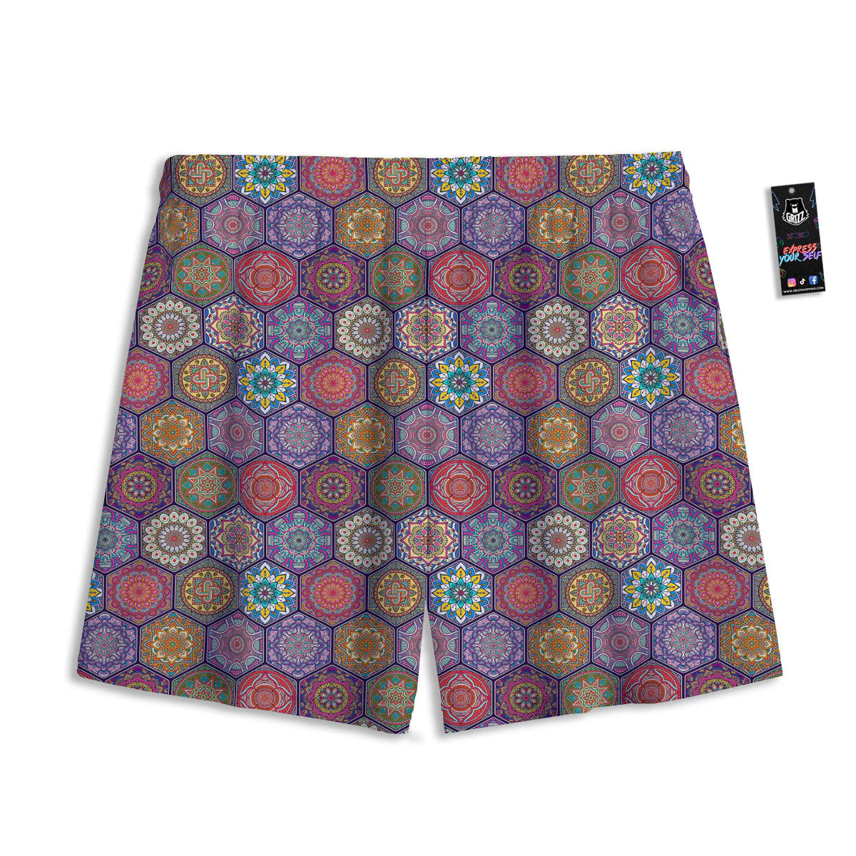 Bohemian Ethnic Mandala Print Pattern Mesh Shorts - Image 2