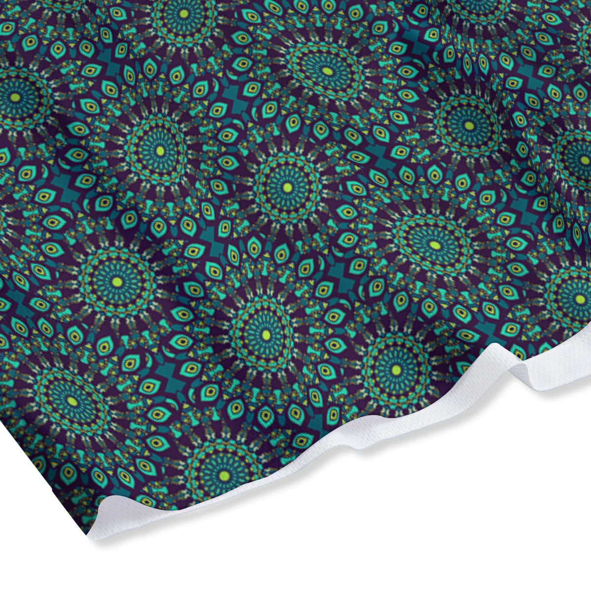 Bohemian Ethnic Teal Print Pattern Mesh Shorts - Image 4