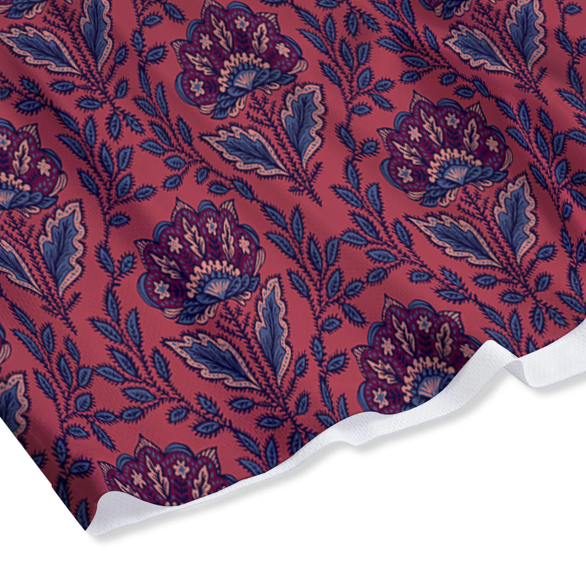 Bohemian Floral Maroon Vintage Print Pattern Mesh Shorts - Image 4