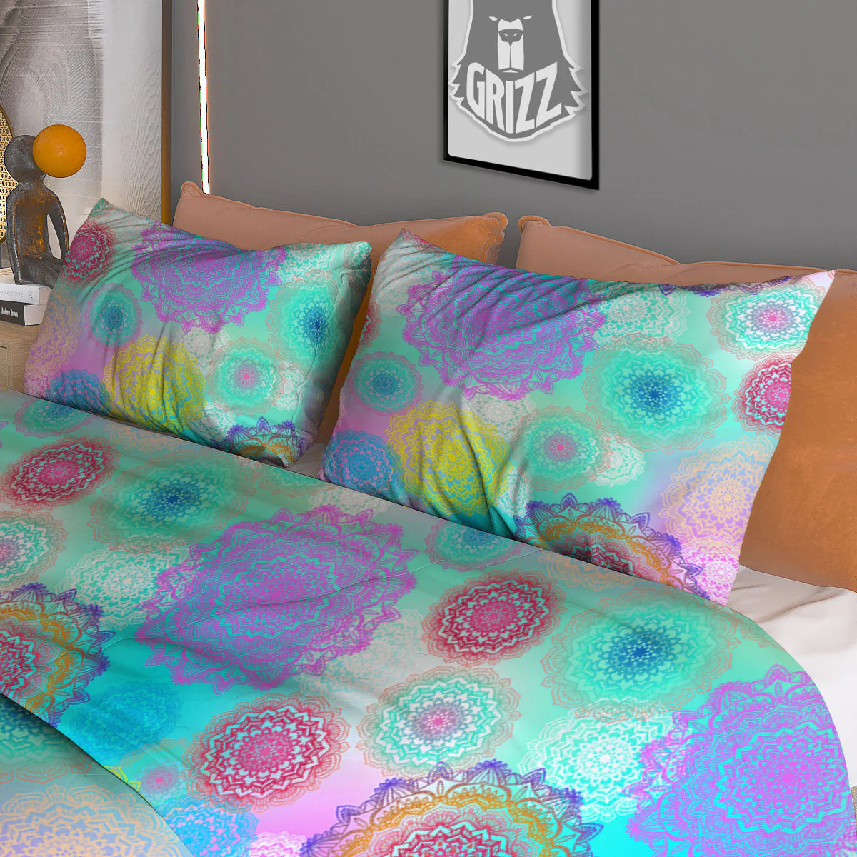 Bohemian Mandala Pastel Print Pattern Duvet Cover Bedding Set - Image 3