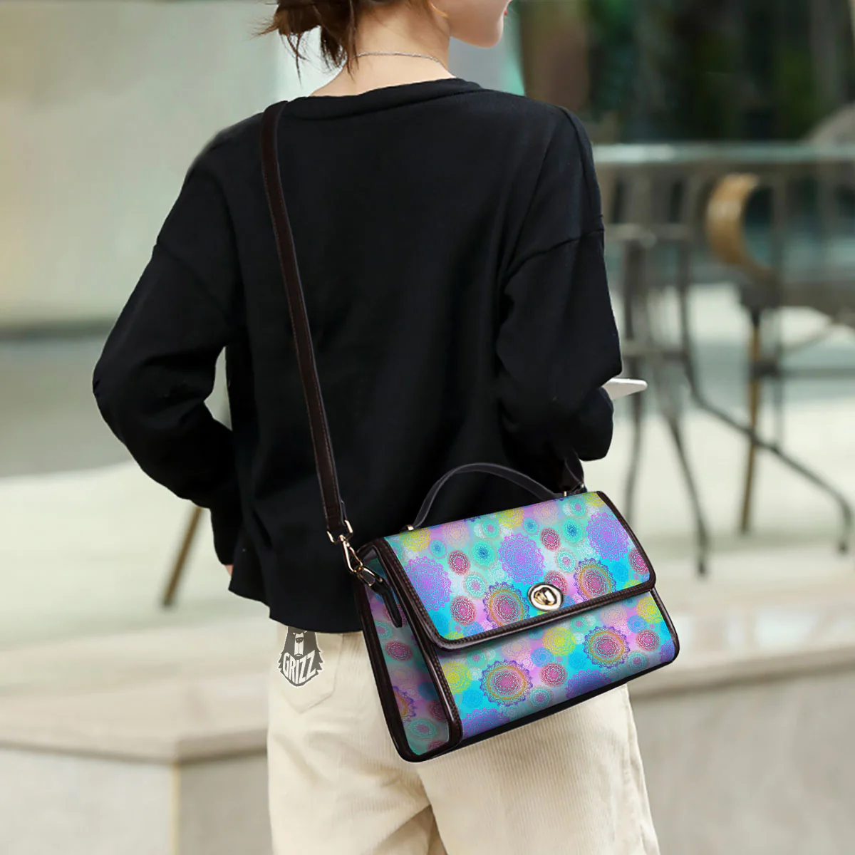 Bohemian Mandala Pastel Print Pattern Women's Satchel Bag - Image 3