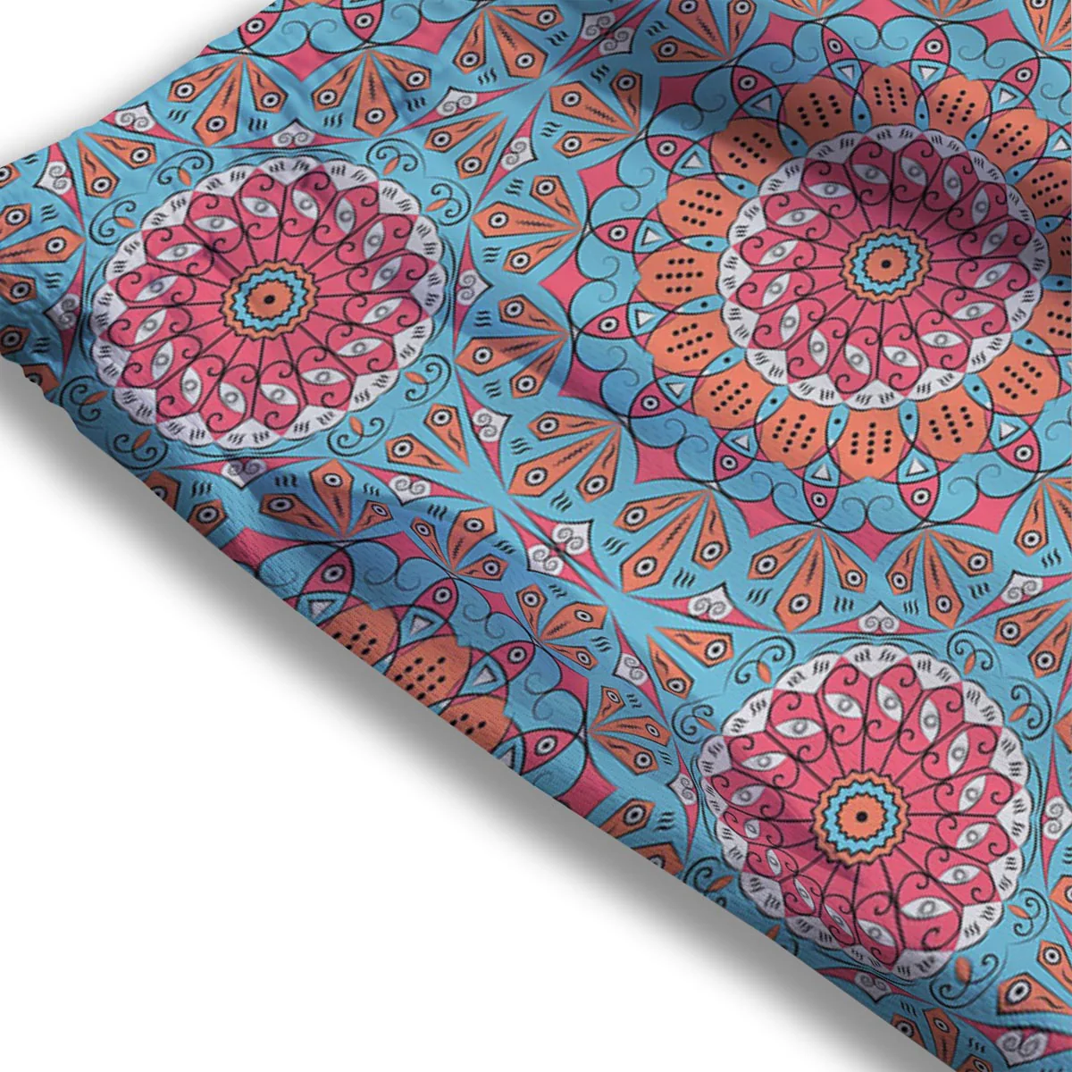 Bohemian Mandala Pink And Teal Print Pattern Mesh Shorts - Image 3