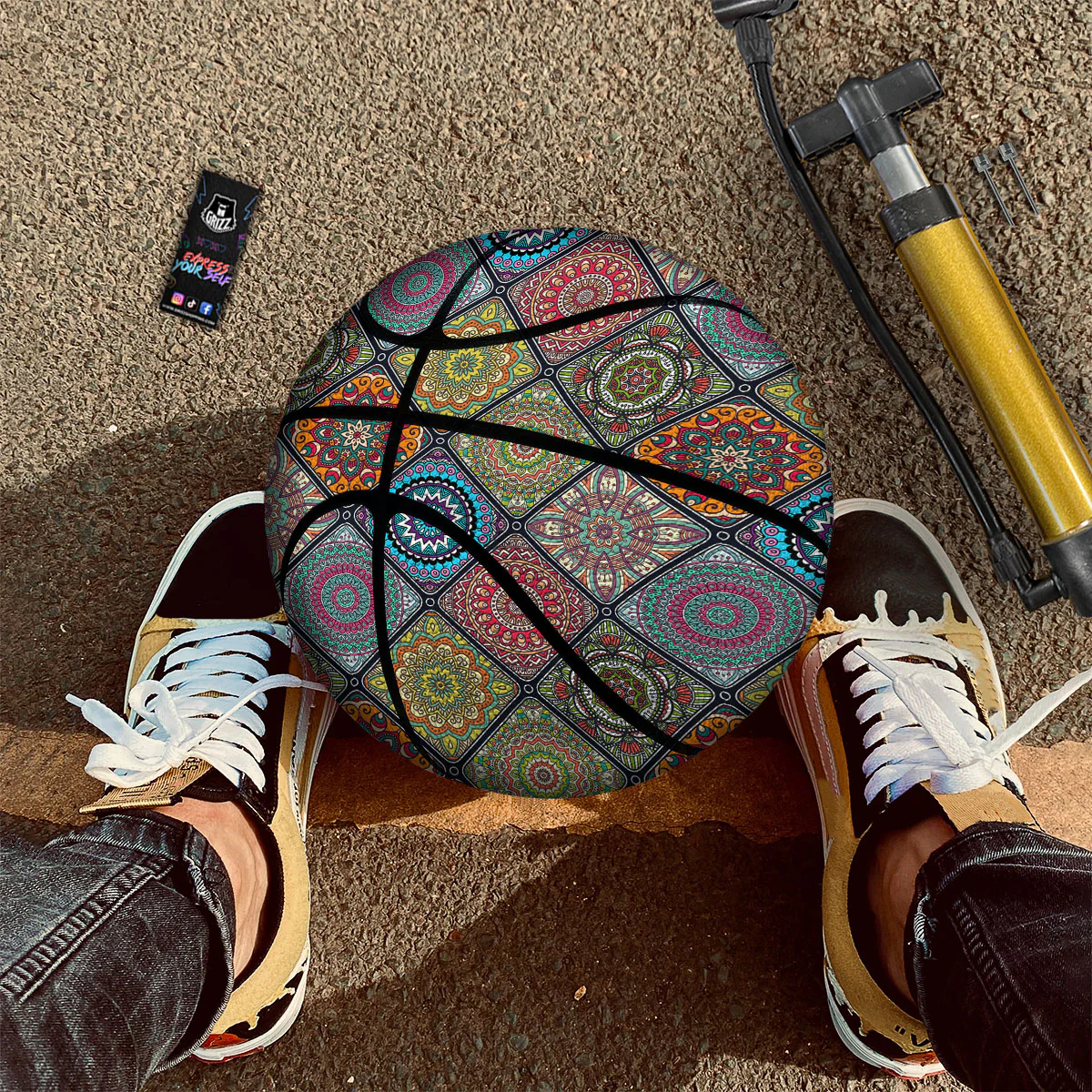Bohemian Mandala Retro Print Pattern Basketball - Image 2