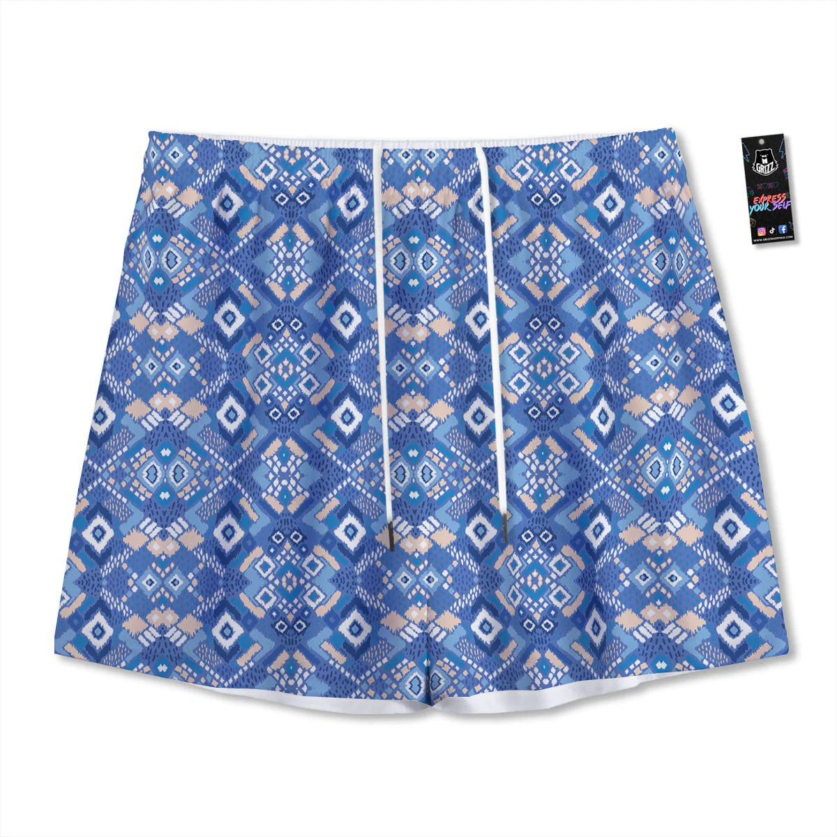 Bohemian Native Tribal Print Pattern Mesh Shorts