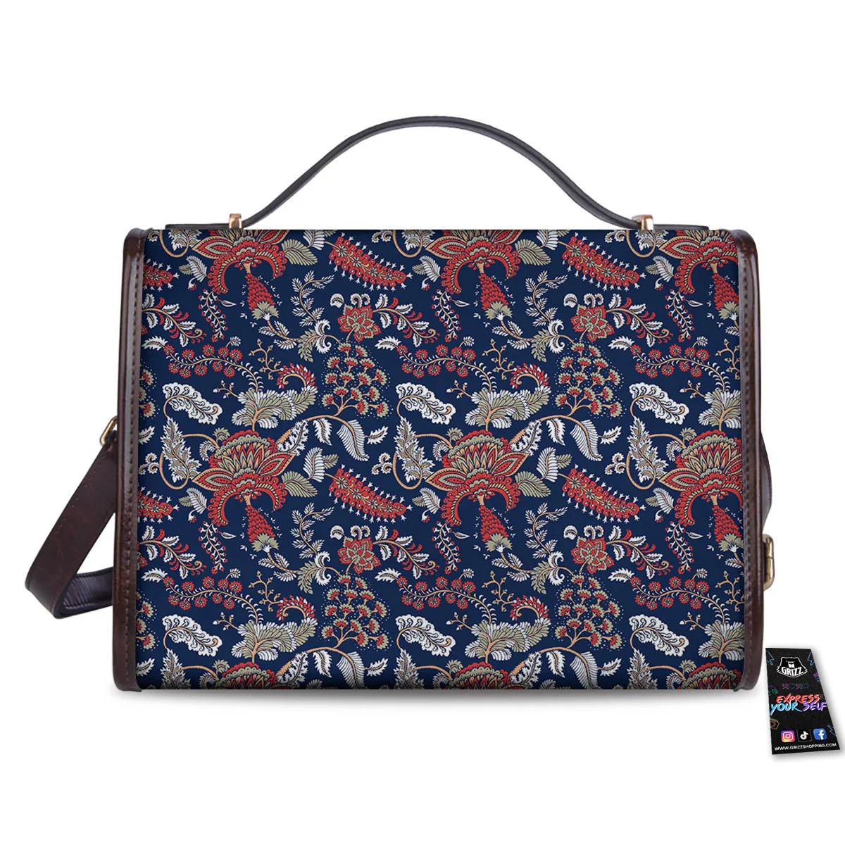 Bohemian Paisley Floral Print Pattern Women's Satchel Bag - Image 2