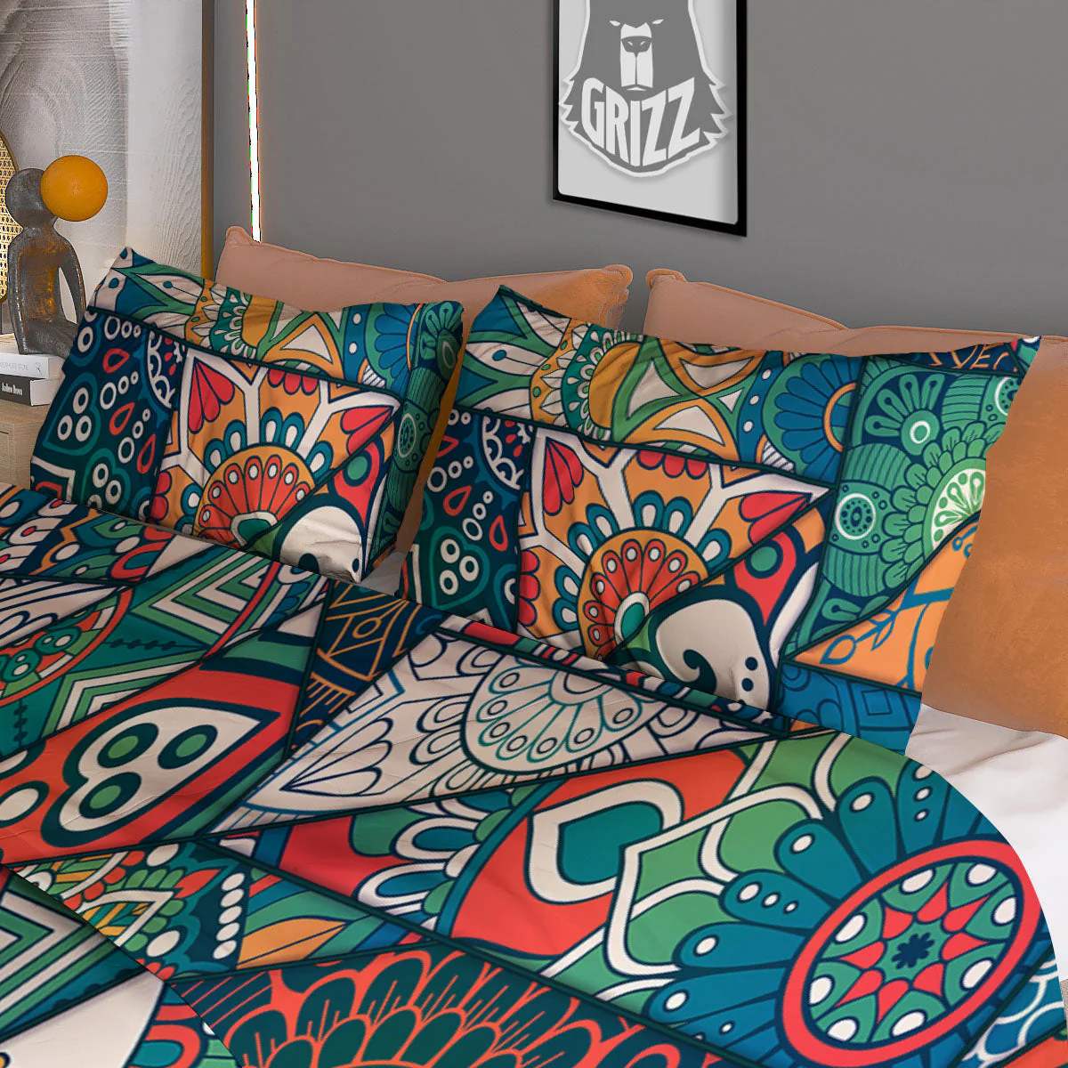Bohemian Patchwork Mandala Print Pattern Duvet Cover Bedding Set - Image 3