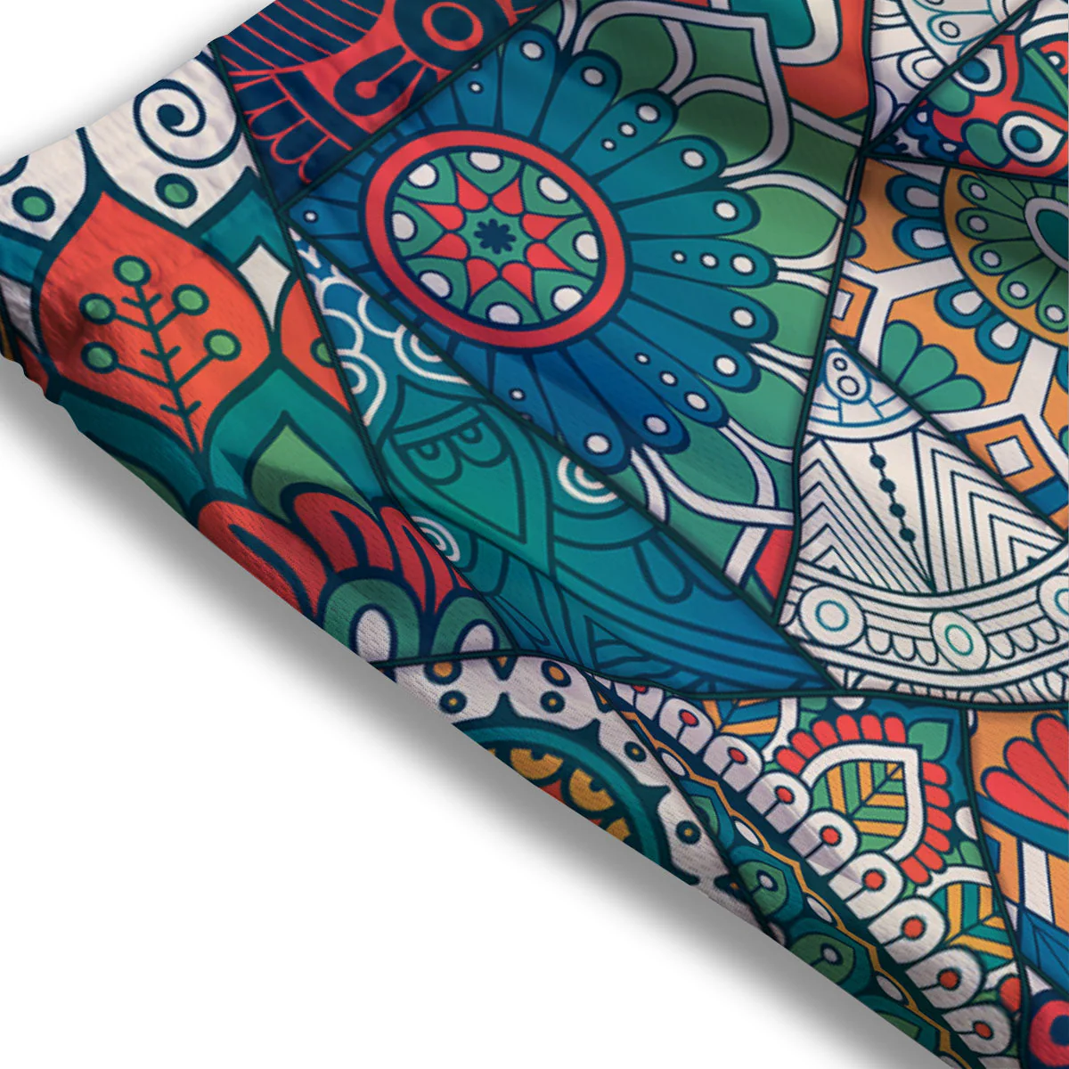 Bohemian Patchwork Mandala Print Pattern Mesh Shorts - Image 3