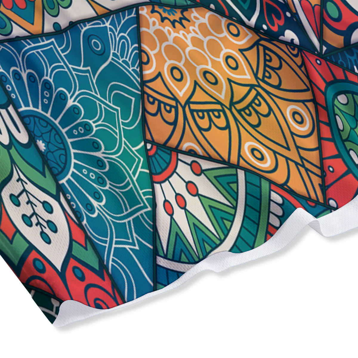Bohemian Patchwork Mandala Print Pattern Mesh Shorts - Image 4