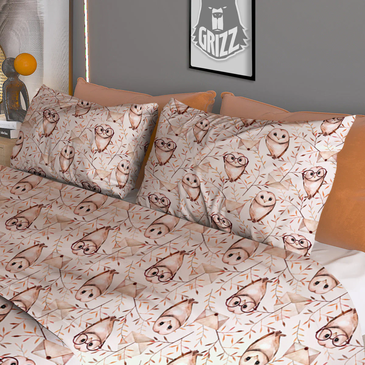 Boho Cute Owl Print Pattern Duvet Cover Bedding Set - Image 3